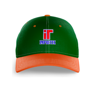 Gorra bordada verde con naranja