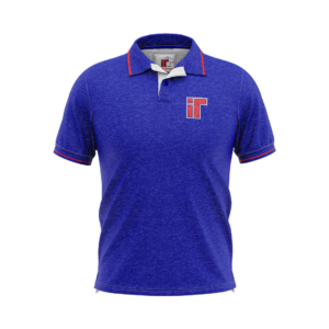 Polo Azul nacional con cuello de lineas