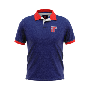 Polo azul marino con cuello rojo